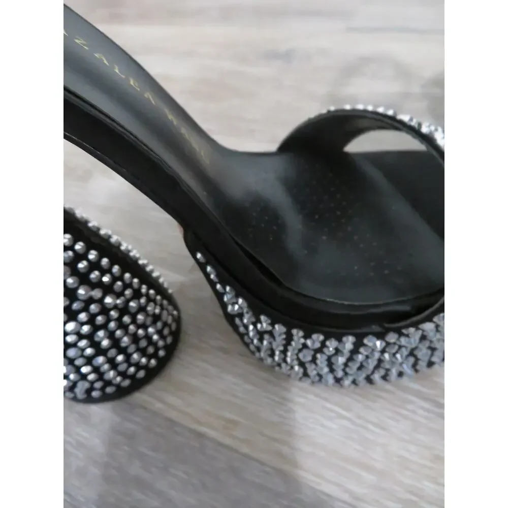 Azalea Wang My Place or Yours Black Chunky Platform Heeled Sandals Size 8.5